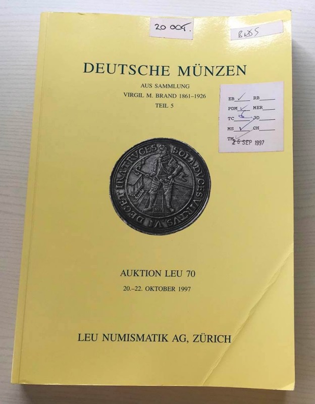 Leu Numismatik Auktion 70 Deutsche Munzen aus Sammlung Virgil M. Brand 1861-1926...