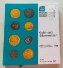 SBV Auktion 29 Gold- und Sibermunzen. Basel 28-29-30 Januar 1992. Cartonato ed. pp. 394, lotti 2128, ill. in b/n. Tavv. 5 di ingrandimenti a colori. C...
