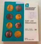 SBV Auktion 39 Gold- und Sibermunzen. Basel 23-25 Januar 1996. Brossura ed. pp. 464, lotti 3068, tavv. 16 di ingrandimenti in b/n. Con lista prezzi di...