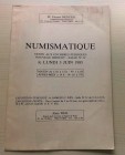 Weil A. Collection Numismatique Paris 03 Juin 1985. Brossura ed. lotti 378, tavv. In b/n. Buono stato