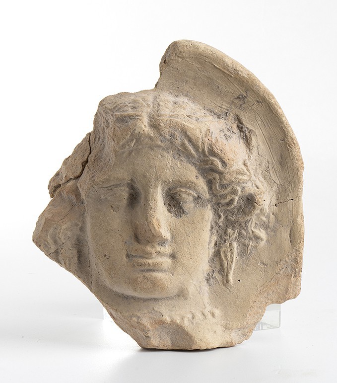 Greek Terracotta Antefix with Goddess, 4th century BC; height cm 17,5, length cm...