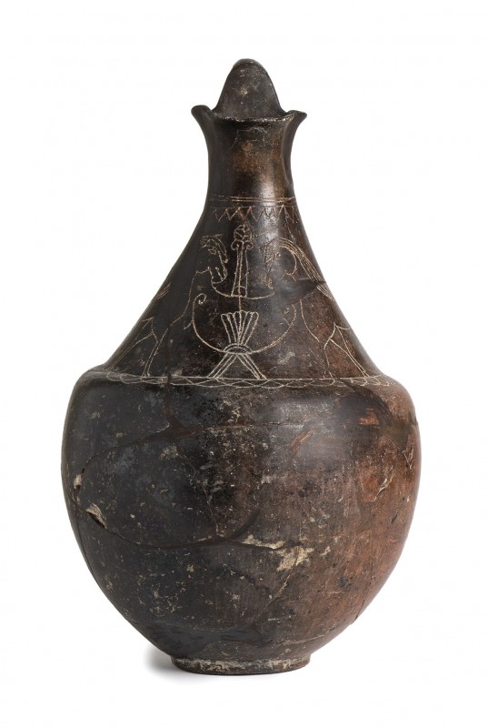Faliscan Oinochoe with Incised Decoration, 7th century BC; height cm 27; Incised...