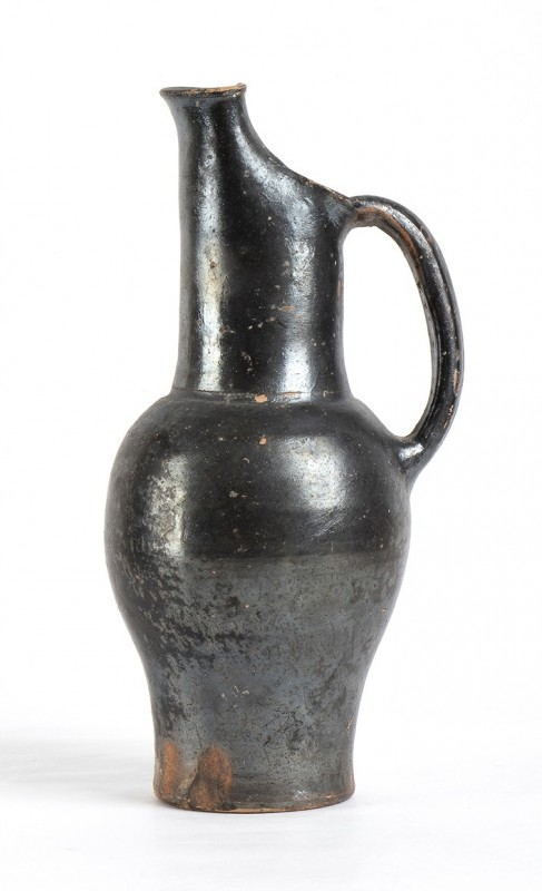 Etruscan Black-Glazed Oinochoe with Beaked Spout, ca. 4th - 3rd century BC; heig...