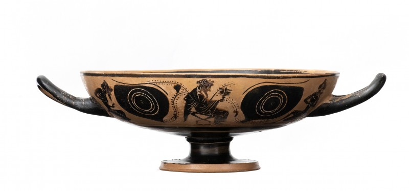 Attic Black-Figure Eye-Cup Kylix, Leafless Group, ca. 510 - 480 BC; height cm 8;...