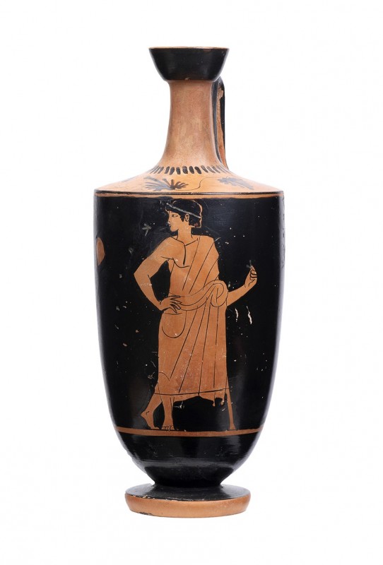 Attic Red-Figure Lekythos, Manner of the Sabouroff Painter, ca. 470 - 440 BC; he...