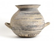 Daunian Olla, ca. 550 - 400 BC; height cm 28, diam. cm 21; Sporadic lack of color and a chip on the rim. Provenance: English private collection, accor...