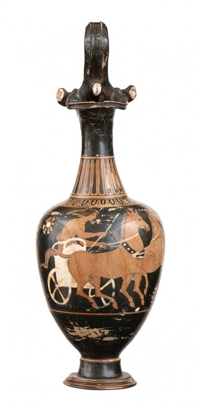 Apulian Red-Figure Oinochoe with Chariotman, Near to the Varrese Painter worksho...