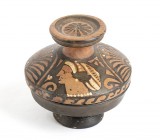 Apulian Red-Figure Lekanis with Lid, 4th century BC; height cm 9, diam. cm 8,8. Provenance: English private collection, acquired by the current owner ...