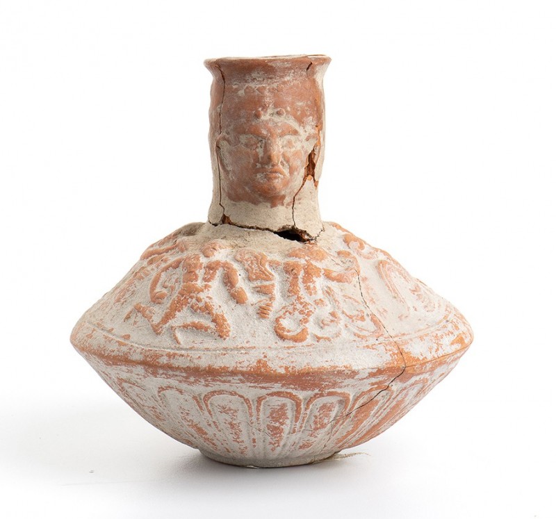 Roman African Lagynos with Plastical Decoration, 4th - 6th century AD; height cm...