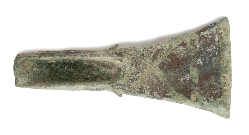 Proto-historic Bronze Axehead, 13th - 9th century BC; length cm 17,2. With a sty...