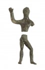 Italic Bronze Statuette of Herakles brandishing a Club, 3rd - 2nd century BC; height cm 8,5. Ritually (?) broken in two pieces. Provenance: English pr...