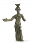 Italic Bronze Statuette of Diana with Phiale, 3rd - 2nd century BC; height cm 8. Untouched green patina. Provenance: English private collection, acqui...