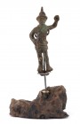 Italic Bronze Standing Warrior, 4th - 3rd century BC; height cm 9 (cm 13 with stand); A very nice statuette depicting a warrior, an hoplite, with the ...
