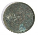 Greek Bronze Mirror, 4th - 3rd century BC; diam. cm 11; Untouched green patina. Provenance: English private collection, acquired by the current owner ...