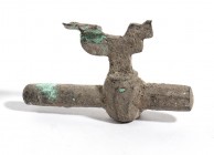 Little Roman Bronze Faucet with Rooster, 3rd - 5th century AD, height cm 4,5, length cm 6. Provenance: English private collection.
