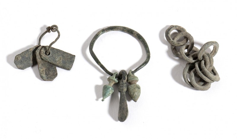 Group of Three Mostly Roman Bronze Decorative Elements, From 1st century BC; len...