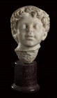 Roman Marble Portrait of the Young Marcus Aurelius as Hermes, ca. AD 126 - 128; height cm 22,5 (cm 34,5 with Red Imperial Porphyry stand); Outstanding...