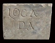 Roman Marble Inscribed Slab, 2nd - 3rd century AD; height cm 10,4; length cm 13,8; wide cm 1,4; The inscription refers to a certain place, perhaps to ...