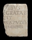 Roman Marble Gravestone Fragment, 2nd- 3rd century AD; height cm 22,4; length cm 16,5; wide cm 3,5. Provenance: English private collection, acquired b...