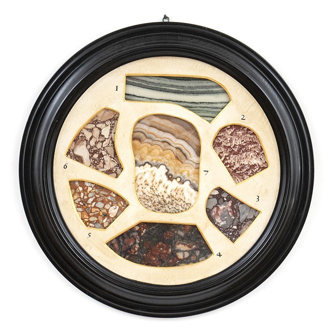Lithothèque, 21th century; diam cm 45; Collection of ancient and rare marbles, p...