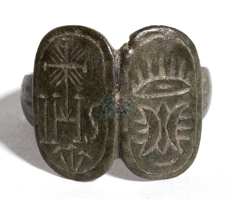Paleochristian Bronze Ring, 3rd - 5th century AD; diam cm 1,9. Provenance: Engli...