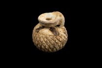 Egyptian Faience Aryballos, Late Period, Dynasty XXV-XXVI, 712 - 525 BC; height cm 6. Provenance: Collection returned by the German Judicial Authority...
