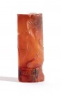 Neo-Assyrian or Neo-Babylonian Carnelian Cylinder Seal, 7th - 6th century BC; height cm 2,2, diam. cm 0,9. Provenance: English private collection.