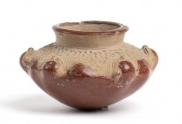 Olla with Monkey's Heads, Ecuador, Chorrera Culture, ca. 7th - 5th century BC; height cm 7, diam. cm 6,7; With plastic decoration given by small styli...
