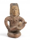 Terracotta Female Fertility Statuette, Ecuador, Bahia Culture, ca. 500 BC - AD 500; height cm 18; Traces of the original polichromy are still preserve...