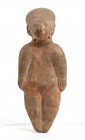 Terracotta Ocarina in the shape of a Sciaman, Ecuador, Bahia Culture, ca. 500 BC - AD 500; height cm 27,3. An old label on reverse: "Cultura Guandala"...