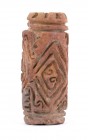 Terracotta cylindrical pintadera, Colombia and Ecuador, Tumaco-La Tolita Culture, ca. 4th century BC - 5th century AD; height cm 7. Provenance: From t...