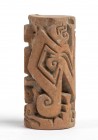 Terracotta cylindrical pintadera, Colombia and Ecuador, Tumaco-La Tolita Culture, ca. 4th century BC - 5th century AD; height cm 6; diam. cm 2,8. Prov...