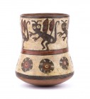 Polychrome ritual beaker, Peru, Nazca Culture, ca. 2nd - 6th century AD; height cm 12. Provenance: From the Marino Taini collection, Milan; this lot i...