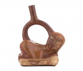 Female stirrup-spouted bottle, Peru, Moche Culture, ca. 4th - 6th century AD; height cm 24,5. Provenance: From the Marino Taini collection, Milan; thi...