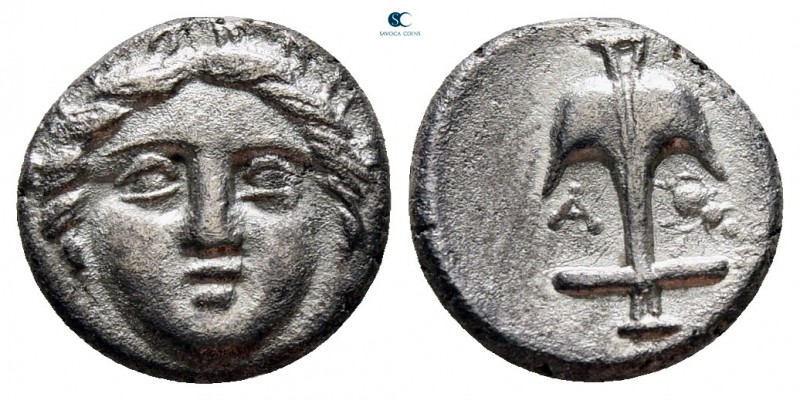 Thrace. Apollonia Pontica circa 350-325 BC. 
Diobol AR

10 mm, 1,17 g

Faci...