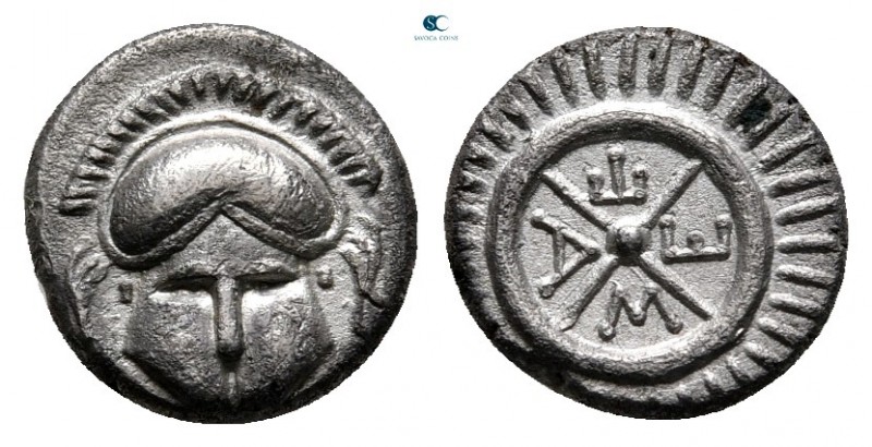 Thrace. Mesembria circa 400-300 BC. 
Diobol AR

10 mm, 1,23 g

Facing Corin...