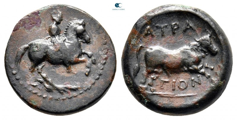 Thessaly. Atrax circa 400 BC. 
Bronze Æ

16 mm, 3,34 g

Horseman right / ΑΤ...