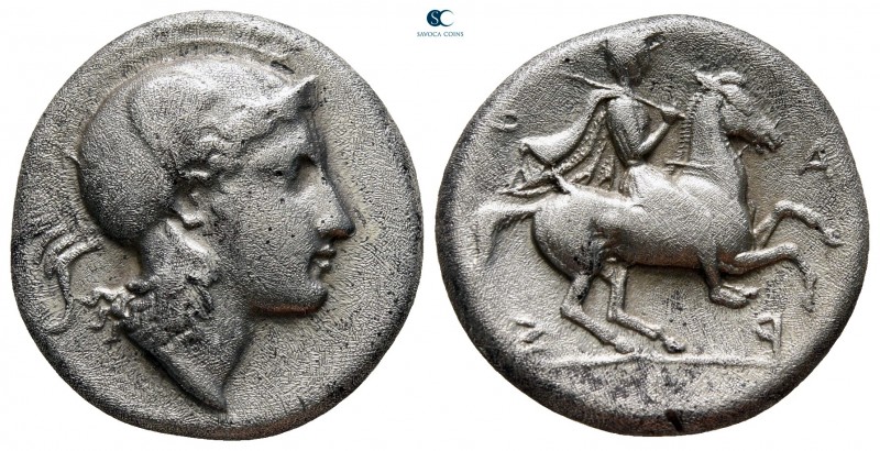 Thessaly. Pharsalos 424-404 BC. 
Drachm AR

20 mm, 6,03 g

Head of Athena r...