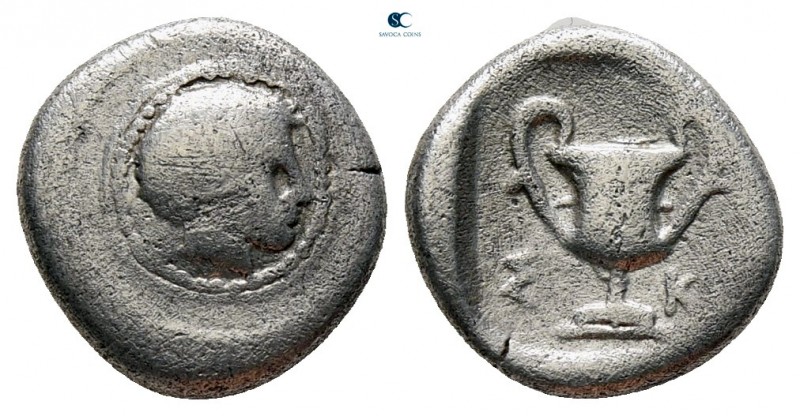 Thessaly. Skotussa circa 500 BC. 
Trihemiobol AR

10 mm, 1,25 g

Young male...
