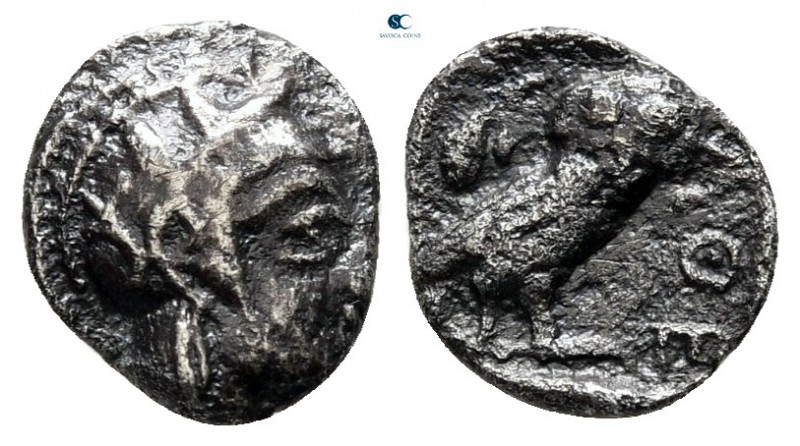 Attica. Athens circa 454-404 BC. 
Obol AR

9 mm, 0,61 g

Head of Athena to ...