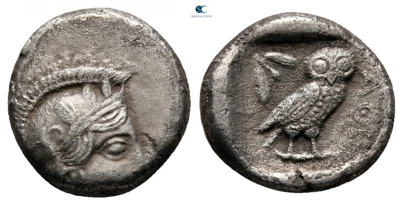 Attica. Athens circa 420-404 BC. 
Drachm AR

15 mm, 3,67 g

Head of Athena ...