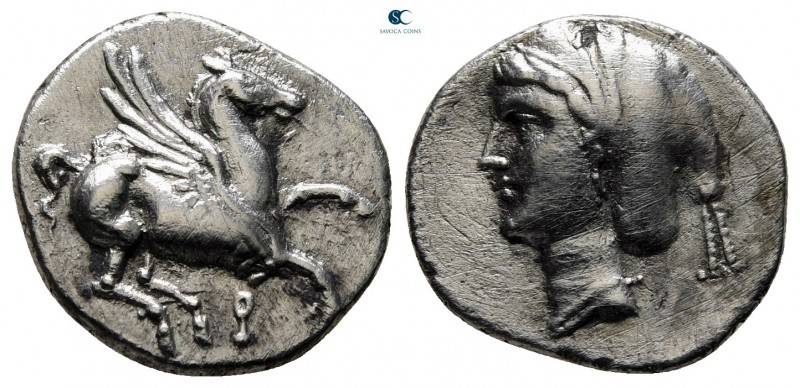Corinthia. Corinth circa 350-300 BC. 
Drachm AR

15 mm, 2,07 g

Pegasos fly...