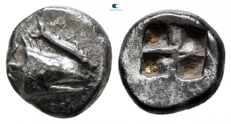 Mysia. Kyzikos circa 550-500 BC. 
Obol AR

10 mm, 1,05 g

Head of tunny rig...