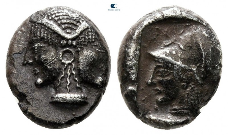 Mysia. Lampsakos circa 500-490 BC. 
Diobol AR

10 mm, 1,19 g

Female janifo...