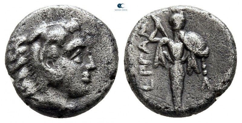 Mysia. Pergamon circa 310-282 BC. 
Diobol AR

11 mm, 1,24 g

Head of Herakl...