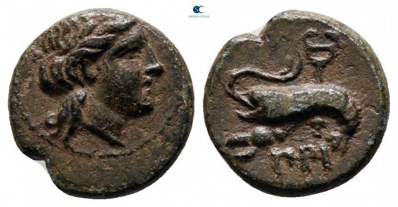 Mysia. Priapos circa 100-0 BC. 
Bronze Æ

11 mm, 1,10 g

Laureate head of A...