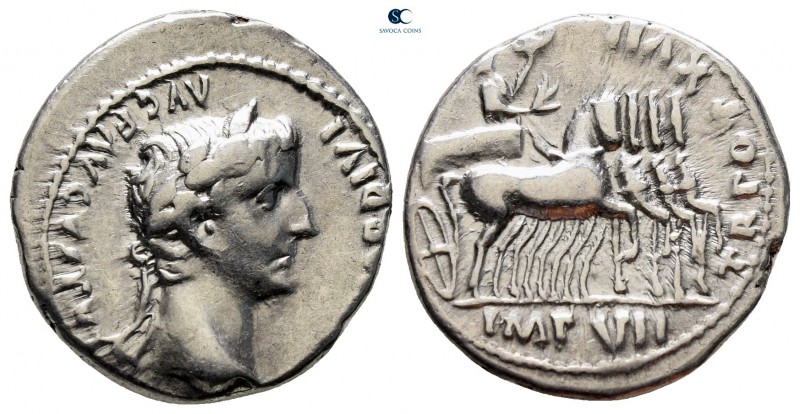 Tiberius AD 14-37. Struck AD 15-16. Lugdunum (Lyon)
Denarius AR

19 mm, 3,66 ...