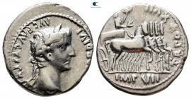Tiberius AD 14-37. Struck AD 15-16. Lugdunum (Lyon). Denarius AR