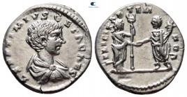 Geta as Caesar AD 198-209. Struck under Septimius Severus and Caracalla 198-200 AD. Laodicea ad Mare. Denarius AR