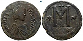 Anastasius I AD 491-518. Constantinople. 4th officina. Follis Æ